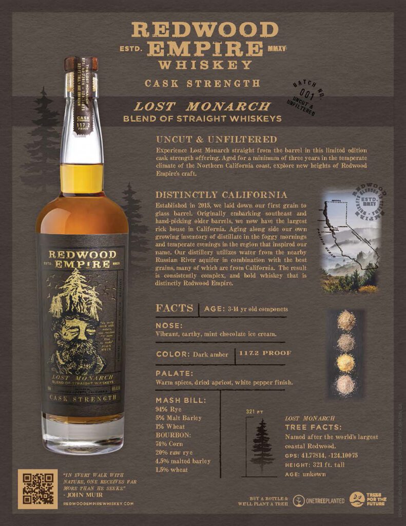 Redwood Empire Whiskey Cask Strength Lost Monarch Bourbon Whiskey